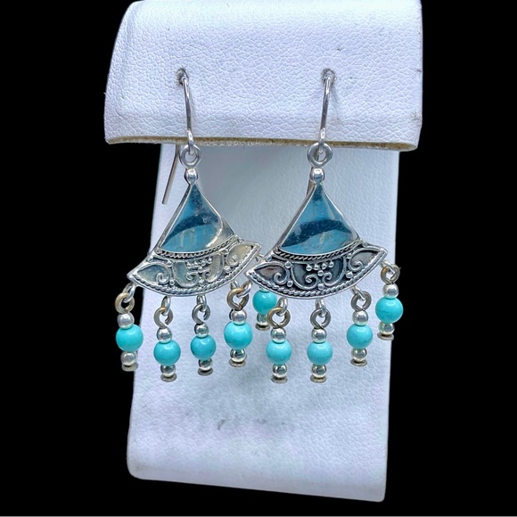 🌺Vintage Jezlaine Sterling & Turquoise Earrings - Picture 7 of 14